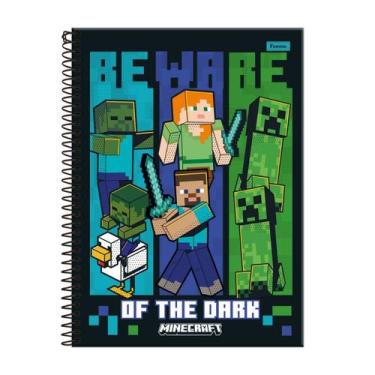 Imagem de Caderno Minecraft Universitário Escolar 1 Matéria 80 Folhas, Preto