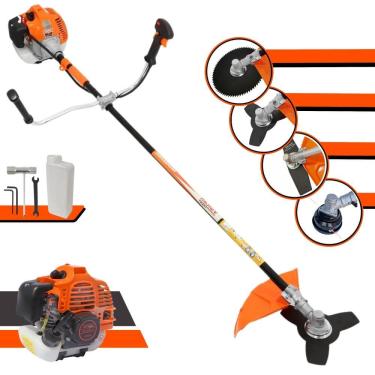 Imagem de Roçadeira Profissional Completa Vulcan VR520H À Gasolina Motor 2 Tempos 52cc 10000rpm 2,5HP de Potência Com Kit 3 Lâminas de Corte e Cabeçote de Nylon