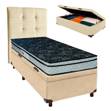 Imagem de Conjunto Cama Box Bau Perola Solteiro + Colchão D28 Conforto Paropas + Cabeceira