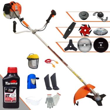 Imagem de Roçadeira Lateral Vulcan VR620H À Gasolina 62cc 3HP Para Todos os Tipos de Trabalho Com Carretel + Kit de 7 Opções de Cortes + EPI + ÓLEO TOYAMA FG50