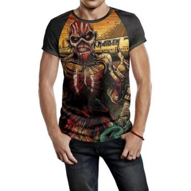 Imagem de Camiseta Raglan Masculina Iron Maiden Banda Ref:217 - smoke, Preto, P
