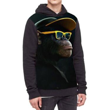 Imagem de Moletom Com Capuz Macaco Estiloso Ref:103 - smoke, Preto, GG