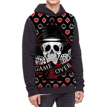 Imagem de Moletom Com Capuz Caveira Game Over Ref:120 - smoke, Preto, GG