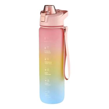 Imagem de Squeeze Garrafinha Água Academia 1L Com Tampa Trava A Rosa