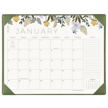 Imagem de Cabbrix Calendário De Mesa 2025 Com Base Para Mesa, Grande 22 X 17 Polegadas, Válido Março A Junho 2026, Design Floral Casa, Escola E Escritório (Verde)