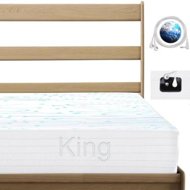 Imagem de Mooruil Lençóis De Aterramento Para Cama King Size, Lençol Com Elástico, 10% Prata E 90% Algodão Orgânico, Kit De Lençóis De Terapia Para Cama, Alívio Da Dor, Conectado Para Dormir Com Fio De Aterra