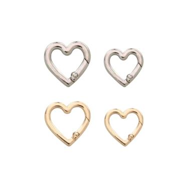Imagem de 4 peças clipes de chaveiro em forma de coração clipes de gancho de pressão clipes de mosquetão de metal clipes de chaveiro de metal bonito mosquetão chaveiros decorativos clipes de chaveiro pequenos
