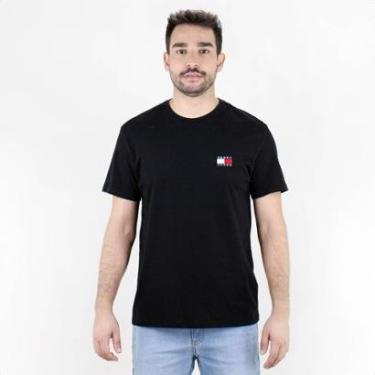 Imagem de Camiseta Tommy Bandeira Bordada Preto - Masculino-Masculino