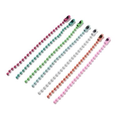 Imagem de 100 peças de correntes de etiqueta de esfera de ferro, corrente de metal vermelha laranja verde azul para cães, chaveiros de corrente de bola com conectores para decoração de Natal pendurada, 3,74 ~