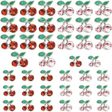 Imagem de 40 peças de pingentes de unhas de cereja 3D pedras brilhantes pedras brilhantes brincos de liga de glitter kawaii arte em unhas cristais para mulheres fazer joias artesanato DIY garrafas de copo