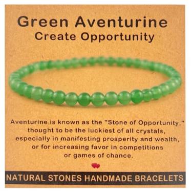 Imagem de Pulseira feminina de pedra preciosa de 4 mm feita à mão - joia de cristal de energia positiva e cura para alívio da ansiedade, equilíbrio de chakras, meditação. Presente significativo para ela, mãe