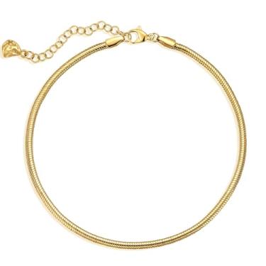 Imagem de Tornozeleira de ouro para mulheres com corrente de cobra de barriga de cobra 2,3 mm