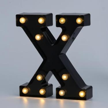 Imagem de Letreiro de LED preto, letreiro com letras, para luz noturna, casamento, festa de aniversário, Natal, decoração de bar, personagem (X)