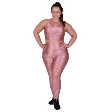 Imagem de Conjunto Fitness Plus Size Top com Bojo Removível e Legging Cintura Alta 3D Feminino Terra e Mar-Feminino