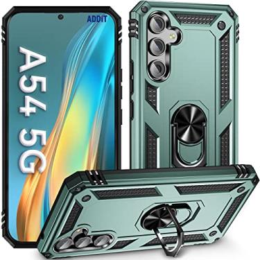 Imagem de ADDIT Capa para A54 Samsung A54 5G, [Grau Militar] Capa Amortecedora com Absorção de Choque Samsung A54 Capa Antiarranhões com Anel Suporte para Carro para Samsung A54/A54 5G - Azul-petróleo