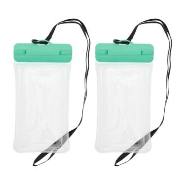 Imagem de 2 peças bolsa inflável à prova d'água para celular verde capa universal à prova d'água compatível com telefone de 12,5 x 24,5 cm