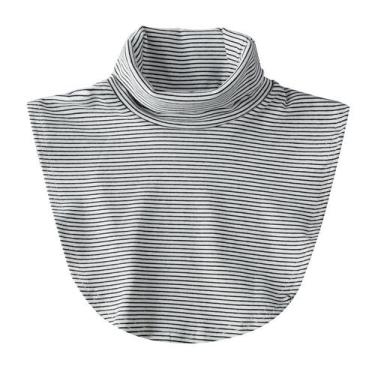 Imagem de Gola falsa removível, malha listrada, gola alta para mulheres - Yiweis