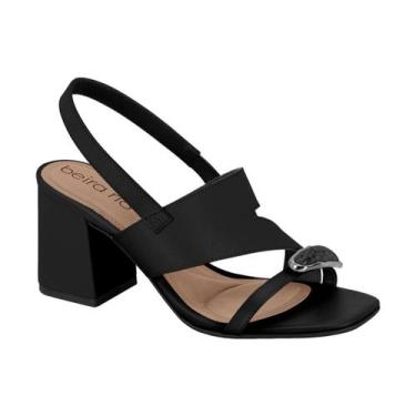 Imagem de Sandália Beira Rio Salto Bloco Conforto Detalhe Metálico Feminina, Pre