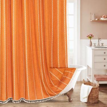 Imagem de Cortina de chuveiro Mito Villa Orange Boho Fabric 180x180cm - MitoVill