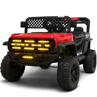 Imagem de Carro Carrinho Jipe Jipinho Elétrico Infantil Quadriciclo 12V Controle Luz Som Música Bivolt Menino Menina (Vermelho)