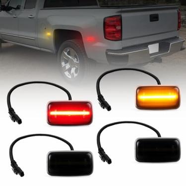 Imagem de AUTOONE Dually Fender Luzes de LED para Chevy Silverado 2500HD/3500HD, GMC Sierra 2500HD/3500HD, GMC Sierra 2500HD/3500HD, Lâmpadas Marcadoras de Cama de Roda Traseira Dupla Âmbar e Vermelho, Lente