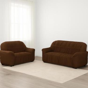 Imagem de Capa de Sofá Elasticada 2 e 3 Lugares em Malha Gel - Malucasim, Marrom