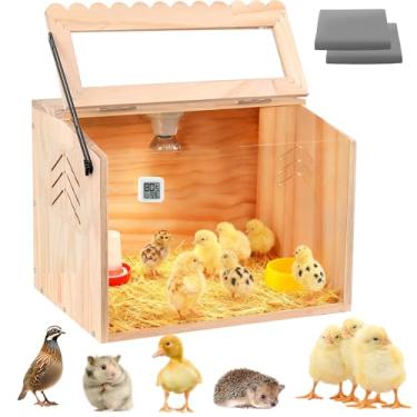 Imagem de JOGEPEYO Caixa de chocadeira de pintinho, pequena caixa de chocadeira para pintinhos, 5-8 pintinhos recém-nascidos, pinheiros, gaiola de codorna, gaiola de codorna, galinheiro, ideal para hamsters e