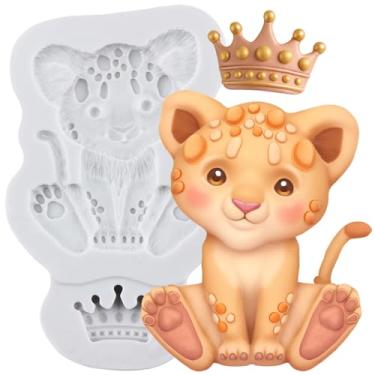 Imagem de MYPRACS Moldes de silicone de fondant de leão para decoração de bolo de açúcar topo de cupcake pasta de goma de chocolate argila de polímero