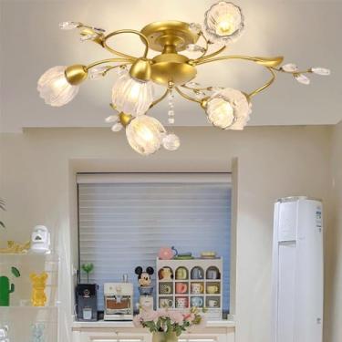 Imagem de Luminária de teto American Flower, estilo pastoral francês, criativa, para sala de estar, sala de jantar, quarto, casa de campo, loja de roupas, luminária pendente de LED para decoração de c