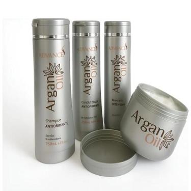 Imagem de Kit Argan Oil Advance Shampoo Condicionador Leave in Mascara 4 passos 