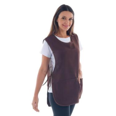Imagem de Bata Jaleco Avental Tecido Oxford com Bolsos Amarração e Ajuste Latera