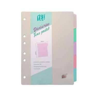 Imagem de 10 Divisória YES Tom Pastel Caderno Argolado Fichário B5 Colegial Univ