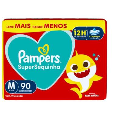 Imagem de Fralda Descartável Pampers Supersequinha Jumbo M 90 Tiras, M, 90
