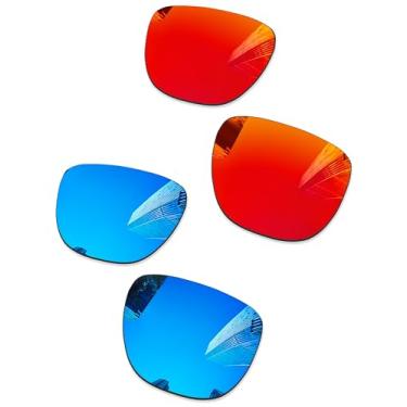 Imagem de Combine8 2 pares de lentes de substituição ploarizadas para óculos de sol RayBan Wayfarer RB2140 50 mm (50 mm, não 54 mm) - vermelho fogo + azul gelo