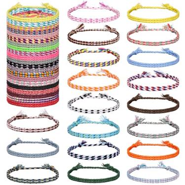 Imagem de NICEIGHT 40 peças pulseiras de amizade trançadas feitas à mão boho trançado amizade pulseiras de tornozelo fio colorido ajustável para lembrancinhas de festa acessório combinando, Algodão, Sem Pedra
