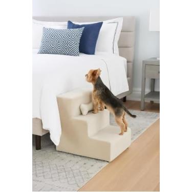 Imagem de Escadinha Pet 3 Andares – Escada para Cachorro e Gato, Conforto com Tecido Suede e Estrutura em MDF, Ideal para Sofá, Cama ou Carro - BEGE - NicoBia