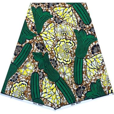 Imagem de HongyuAmy Tecidos de impressão africana Ankara Tribal Kente tecido de cera 3 jardas material de poliéster (A25)