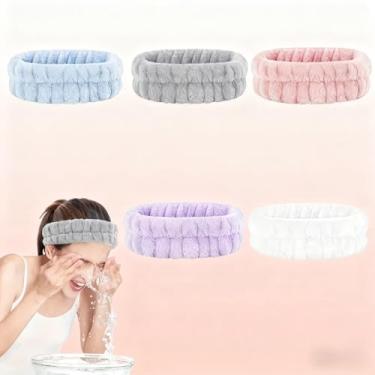Imagem de Bandanas de toalha para o rosto, faixas de cabelo macias e elásticas, tecido felpudo para lavagem, spa, cuidados com a pele, maquiagem, chuveiro, ioga, esportes