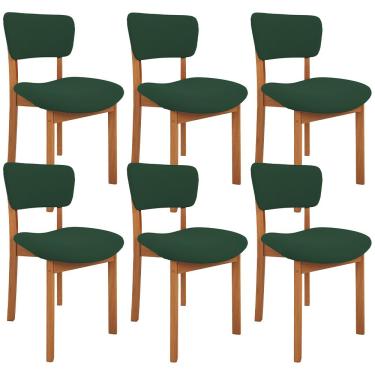 Imagem de Kit 06 Cadeiras Para Sala de Jantar Cozinha Living Estofada Dara L02 Suede Verde Musgo - Lyam Decor