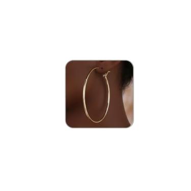 Imagem de LKingel Brincos de argola de ouro para mulheres, vintage, finos, dourados, redondos, grandes argolas, brincos de declaração, bijuterias, acessórios de fantasia, joias modernas, presente para mulheres