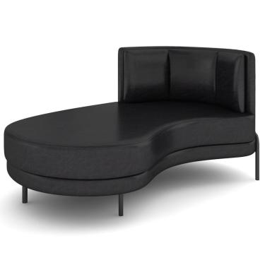 Imagem de Chaise Longue Divã 164cm Braço Direito Logus D06 Sintético Preto - Mpozenato