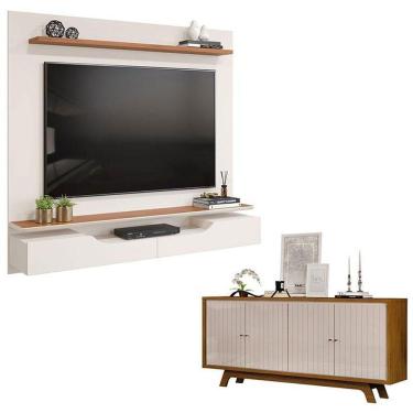 Imagem de Painel Para Tv Levi Off White Freijó E Aparador Buffet Mercuri Freijó Off White – Dj Móveis