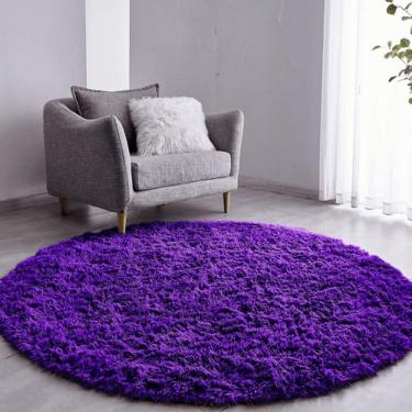 Imagem de Tapete Sala Felpudo Peludo Roxo Redondo 140 Cm