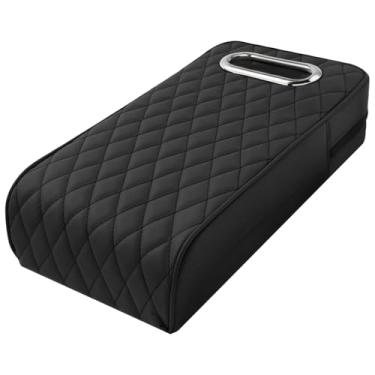 Imagem de Generic Armazenamento organizador de carro, almofada de apoio de braço de espuma viscoelástica com caixa de lenços de couro, almofada de descanso de braço flip-top, suporte confortável interior do