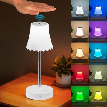 Imagem de Luz noturna com sensor de gestos com poste ajustável de altura, 7 cores que mudam e 3 modos RGB candeeiro de mesa com controle de gestos sem toque, lâmpada de cabeceira regulável contínua para
