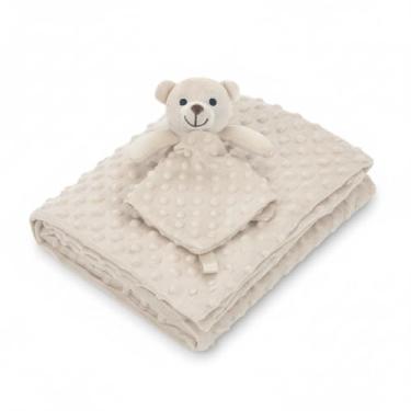 Imagem de Kit Manta Pipoquinha Bebe Soft com Naninha Ursinho Cor Bege