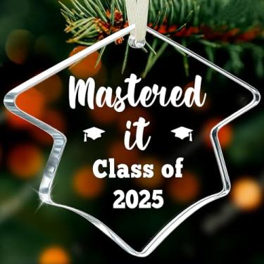Imagem de Enfeite de formatura Mastered It Class of 2025 – Lembrança de presente de pós-graduação de mestrado para filha, filho, amigo, decoração de festa de fim de ano, decoração exclusiva para pendurar na