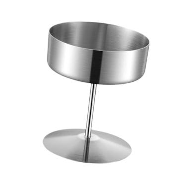 Imagem de Fenteer Tigela de sobremesa de aço inoxidável fácil de limpar, copo de iogurte elegante com base redonda, copo de sorvete para restaurante e bar, Prata, 400ml