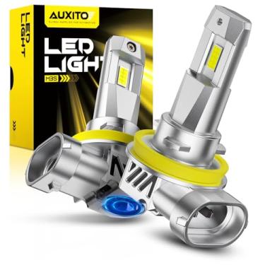 Imagem de AUXITO Lâmpadas LED H11/H8/H9, tamanho halógeno 1:1, ultra brilhante 6500K, 1000% de brilho, Plug and Play, vida útil de 60.000 horas, pacote com 2