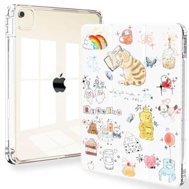 Imagem de Feams Capa para iPad Air de 13 polegadas M3 2025/M2 2024, Slim iPad Pro 12,9 polegadas 6ª/5ª/4ª geração 2022/2021/2020, capa traseira transparente com hibernação automática e suporte para lápis, gato
